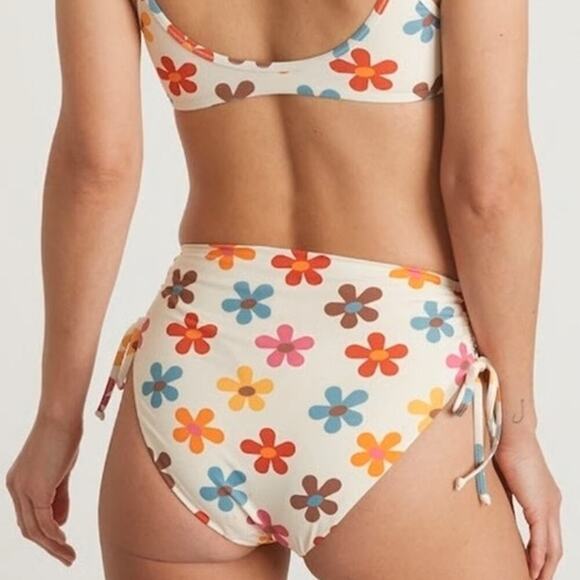 Marine Layer Oaxaca Bikini Set Top & Bottoms High Waisted Floral White  NWT M - Picture 4 of 11